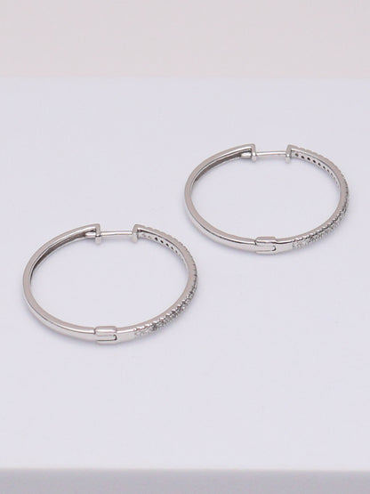 10k White Gold Diamond Hoops