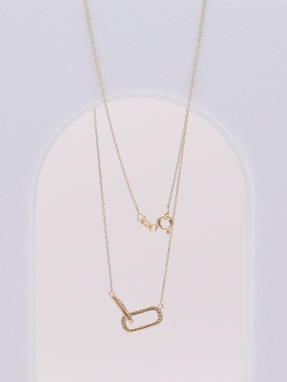 14k Diamond Rectangle Link Necklace