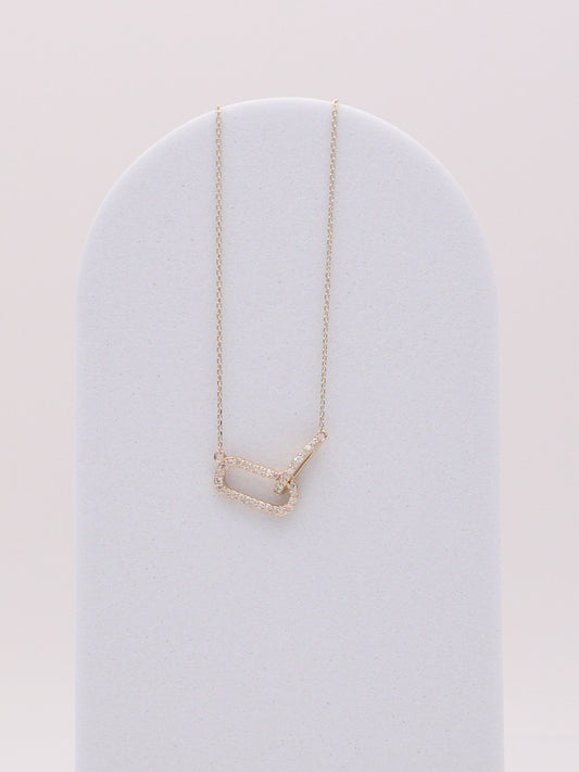 14k Diamond Rectangle Link Necklace