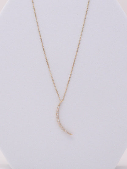 14k Diamond Crescent Moon Necklace
