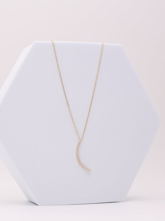 14k Diamond Crescent Moon Necklace