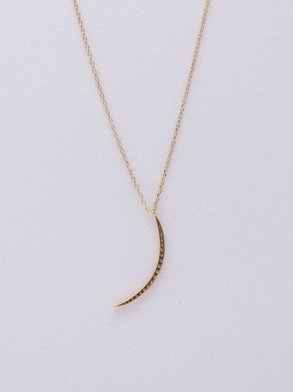14k Diamond Crescent Moon Necklace