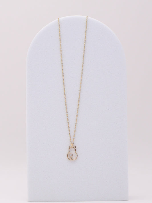 14k Diamond Cat Necklace