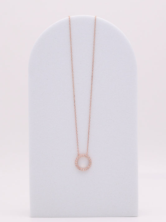 14k RG Diamond Circle Necklace