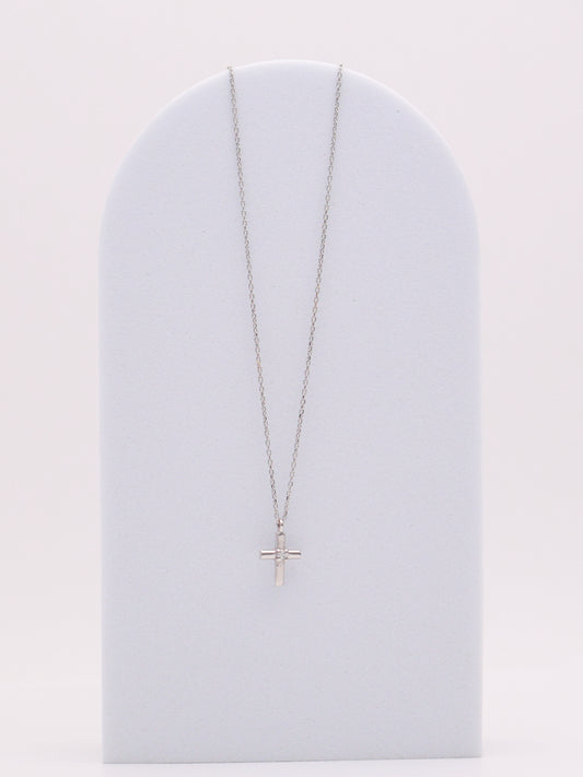 14k WG Diamond Cross Necklace
