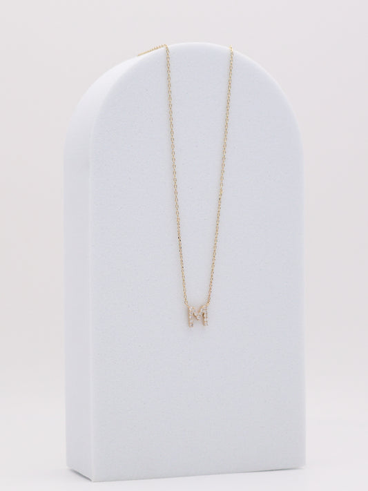 14k Letter "M" Diamond Necklace