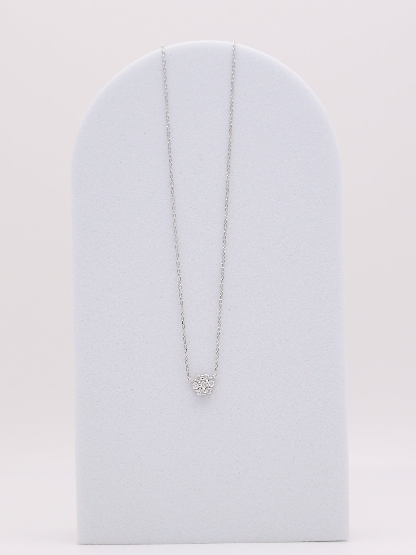14k WG Diamond Cluster Necklace