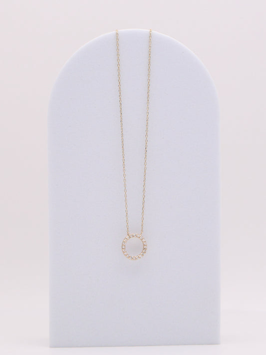 14k Diamond Circle Necklace
