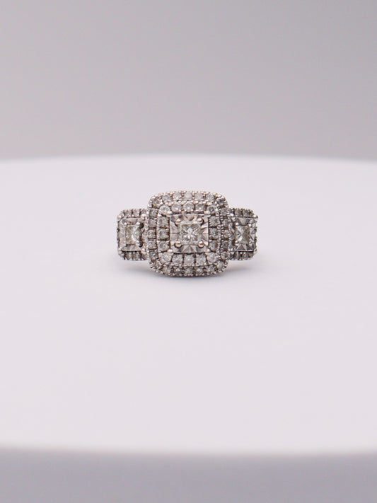 10k WG Square Diamond Ring