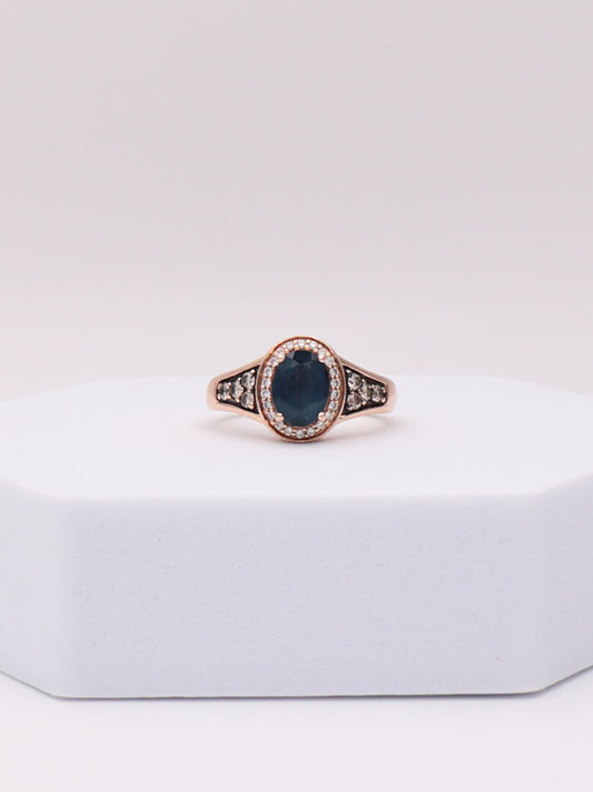 14K Rose Gold Blue Topaz & Diamond Le Vian Ring