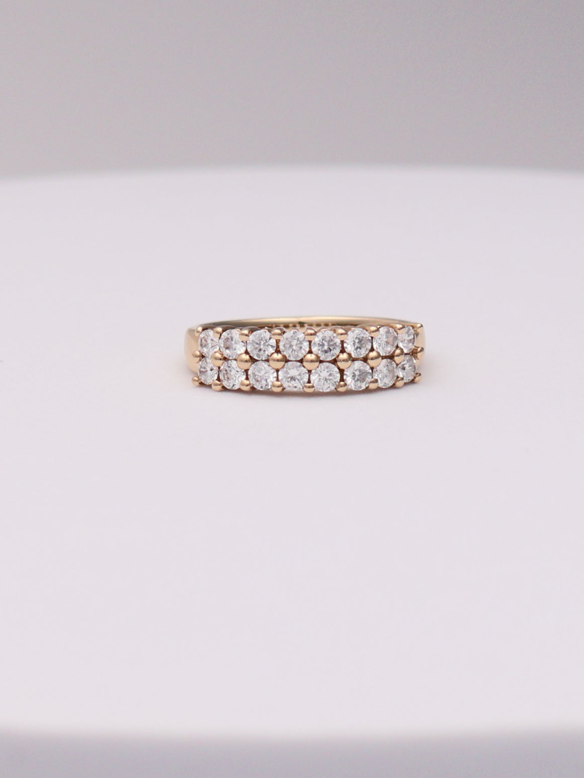 14k Double CZ Ring