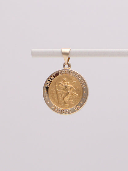 14k St. Christopher Round Pendant