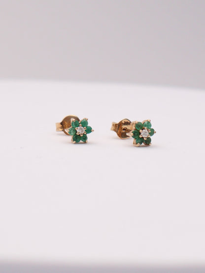 14k Green Flower Studs