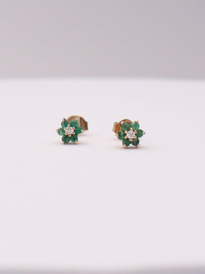14k Green Flower Studs