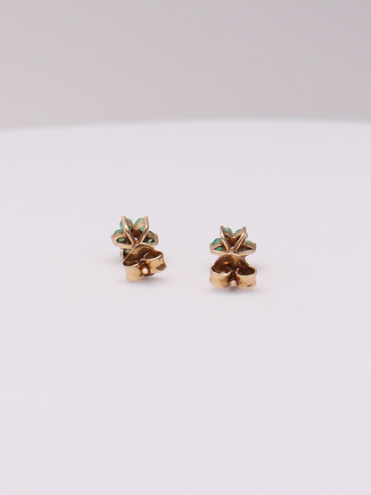 14k Green Flower Studs