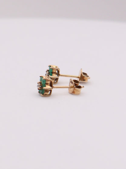 14k Green Flower Studs