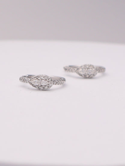 10k WG Diamond Pear Hoop Earrings
