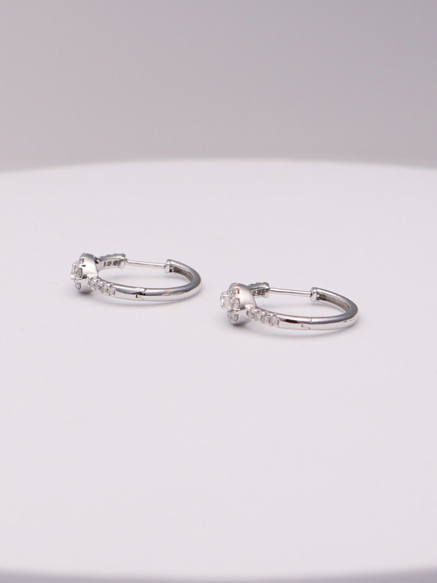 10k WG Diamond Pear Hoop Earrings