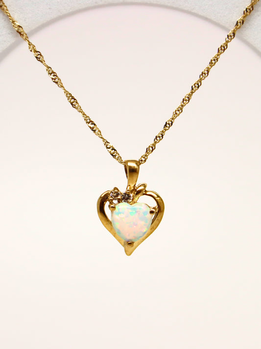 10k Opal Heart Pendant