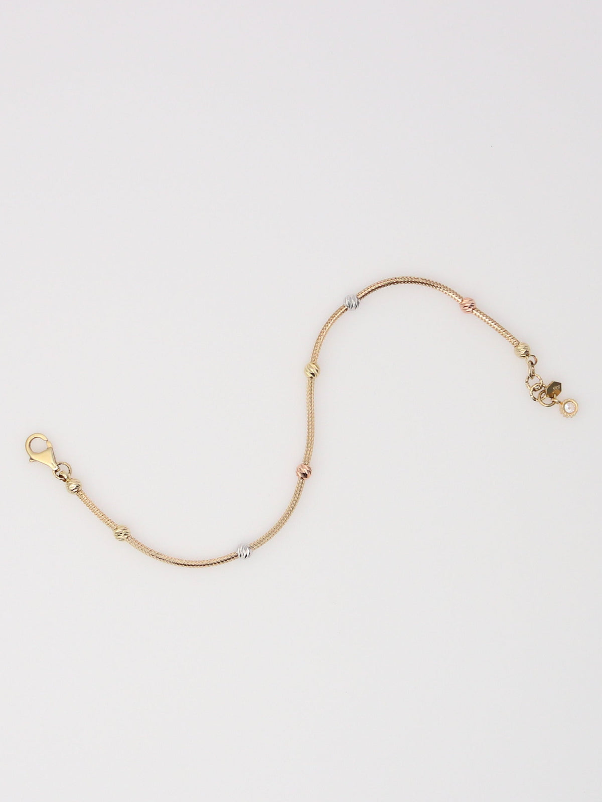 14K Tri-Tone Beaded Bracelet