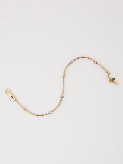 14K Tri-Tone Beaded Bracelet