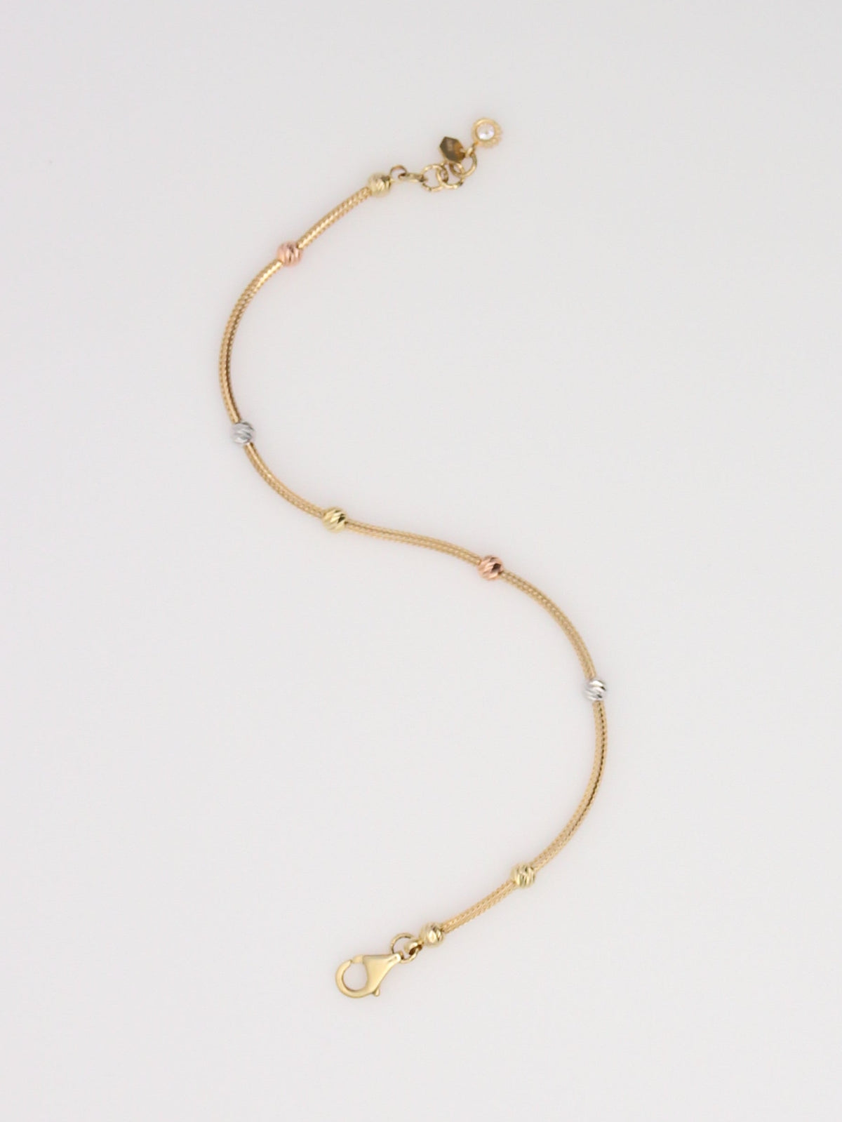 14K Tri-Tone Beaded Bracelet