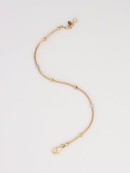 14K Tri-Tone Beaded Bracelet