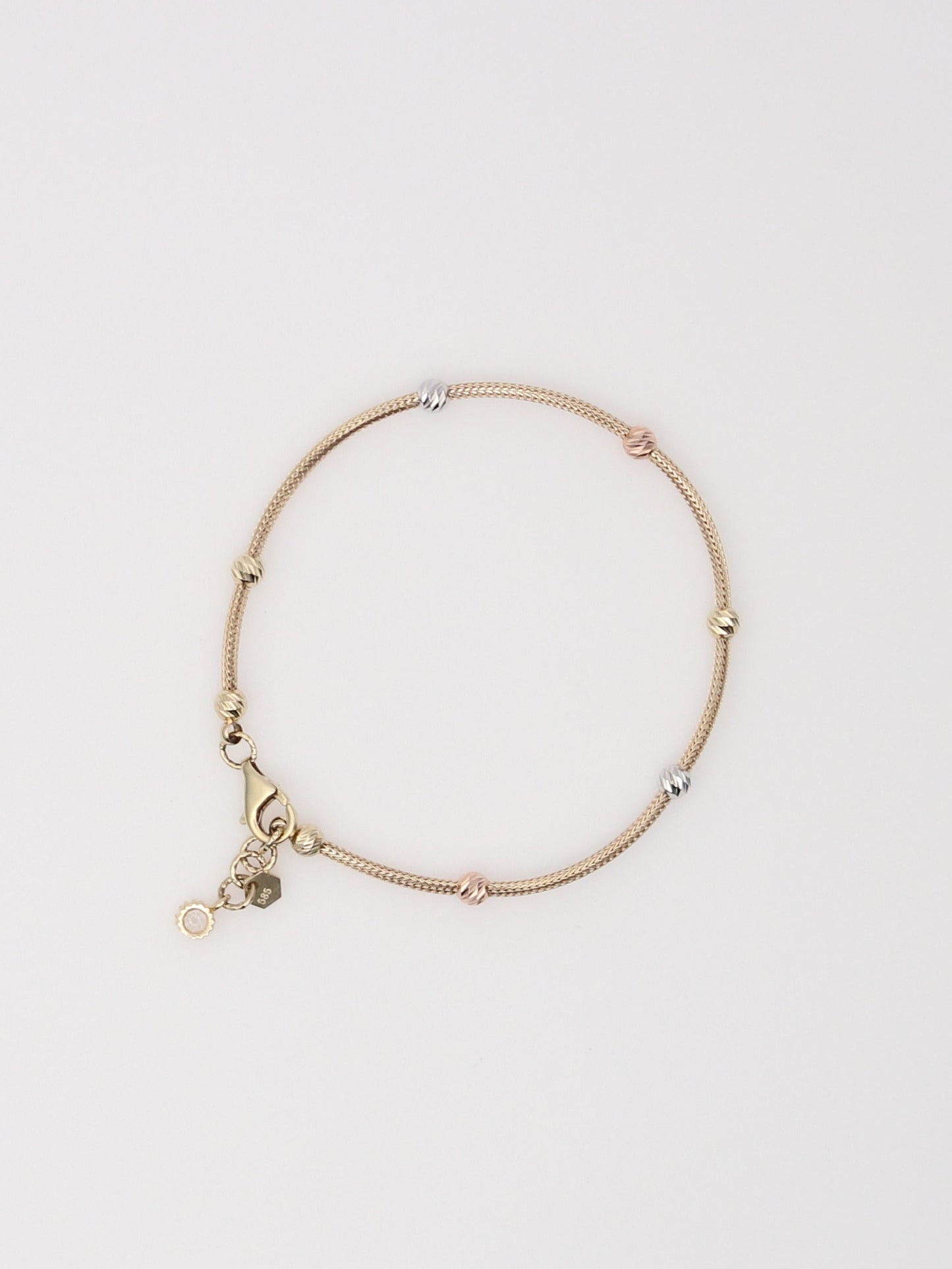 14K Tri-Tone Beaded Bracelet