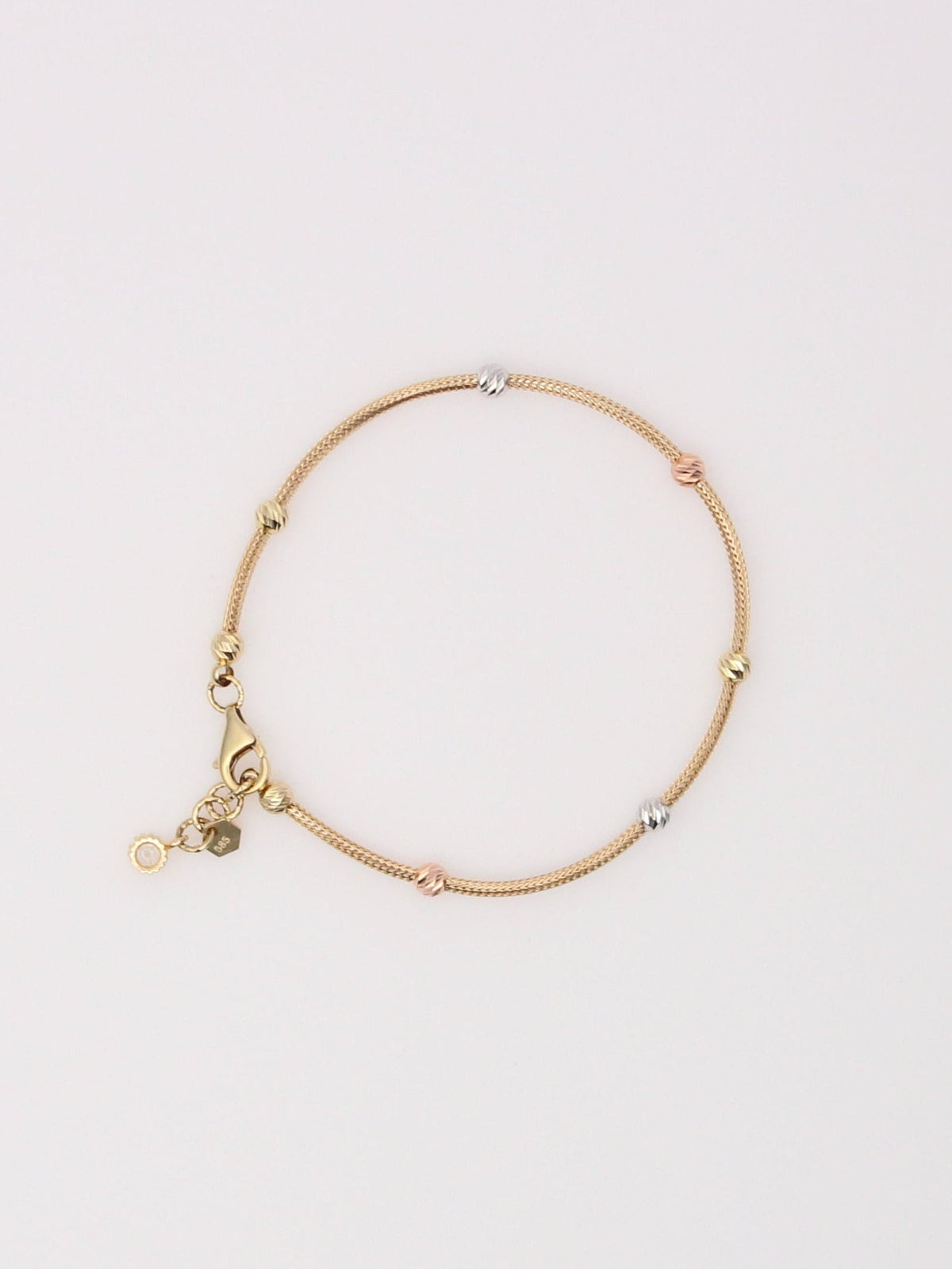 14K Tri-Tone Beaded Bracelet