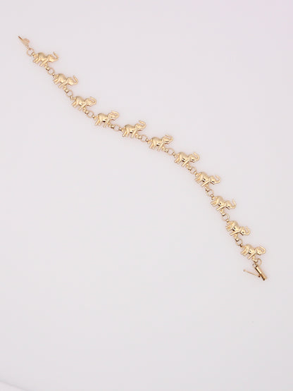 14K Yellow Gold Elephant Bracelet