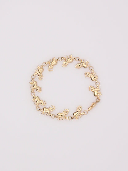14K Yellow Gold Elephant Bracelet