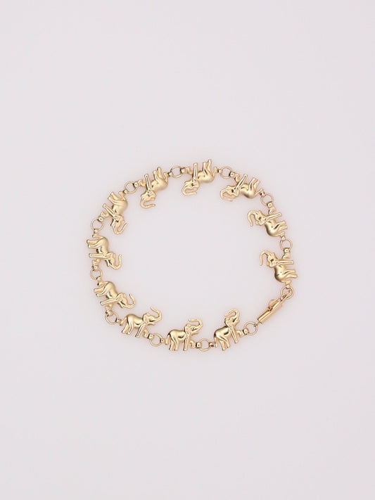 14K Yellow Gold Elephant Bracelet