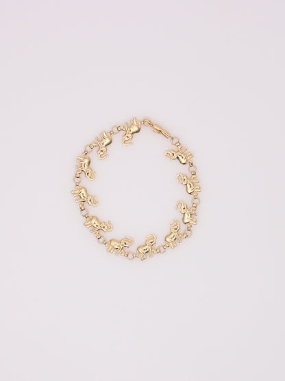 14K Yellow Gold Elephant Bracelet