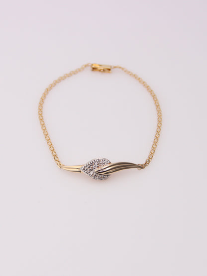 14K Yellow Gold Flat Link Diamond Bracelet