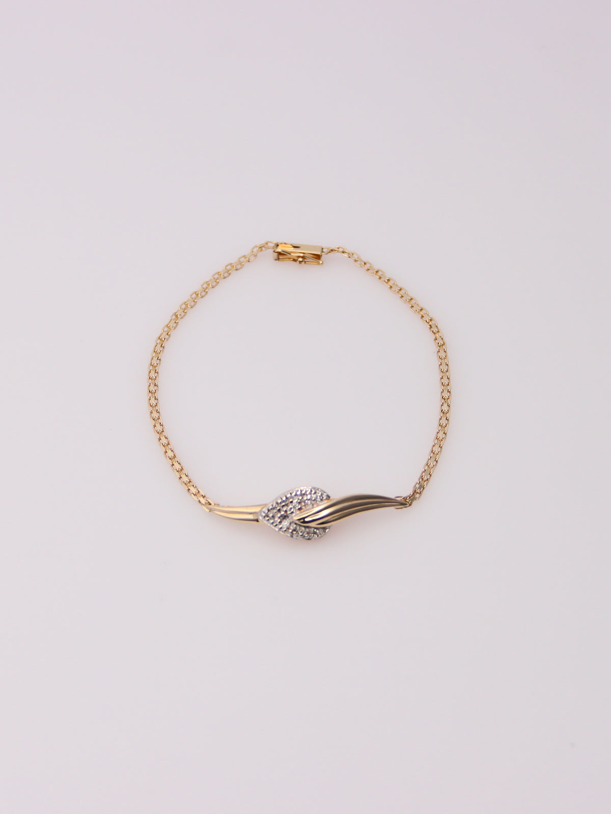 14K Yellow Gold Flat Link Diamond Bracelet