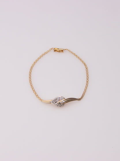 14K Yellow Gold Flat Link Diamond Bracelet