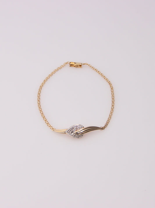 14K Yellow Gold Flat Link Diamond Bracelet
