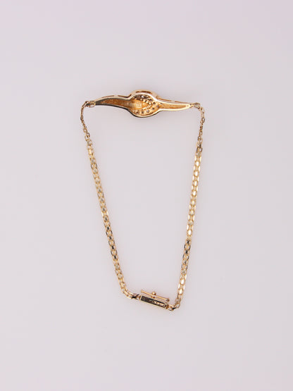 14K Yellow Gold Flat Link Diamond Bracelet