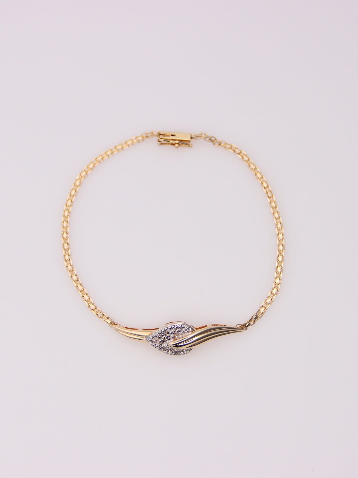 14K Yellow Gold Flat Link Diamond Bracelet