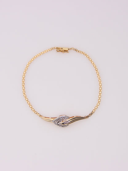 14K Yellow Gold Flat Link Diamond Bracelet
