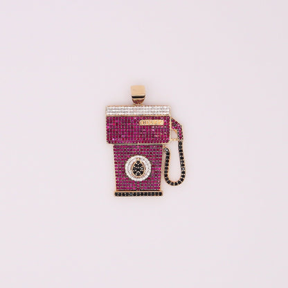 10K Diamond Gas Pump Pendant