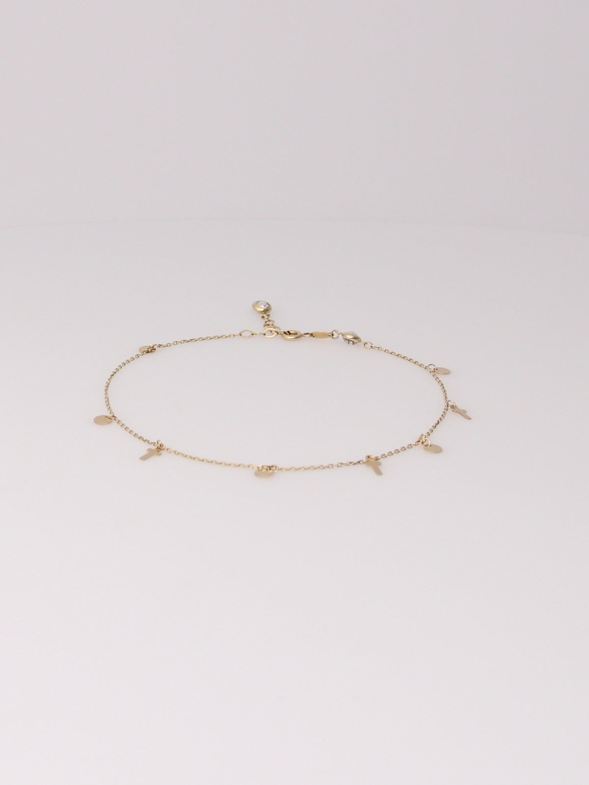 10K Yellow Gold Cross Station Anklet