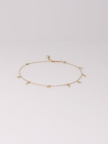 10K Yellow Gold Cross Station Anklet