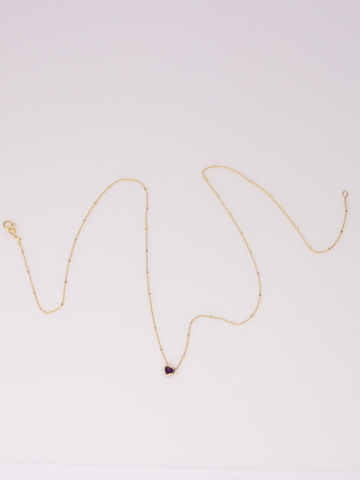 14K Yellow Gold Amethyst Heart Pendant Necklace