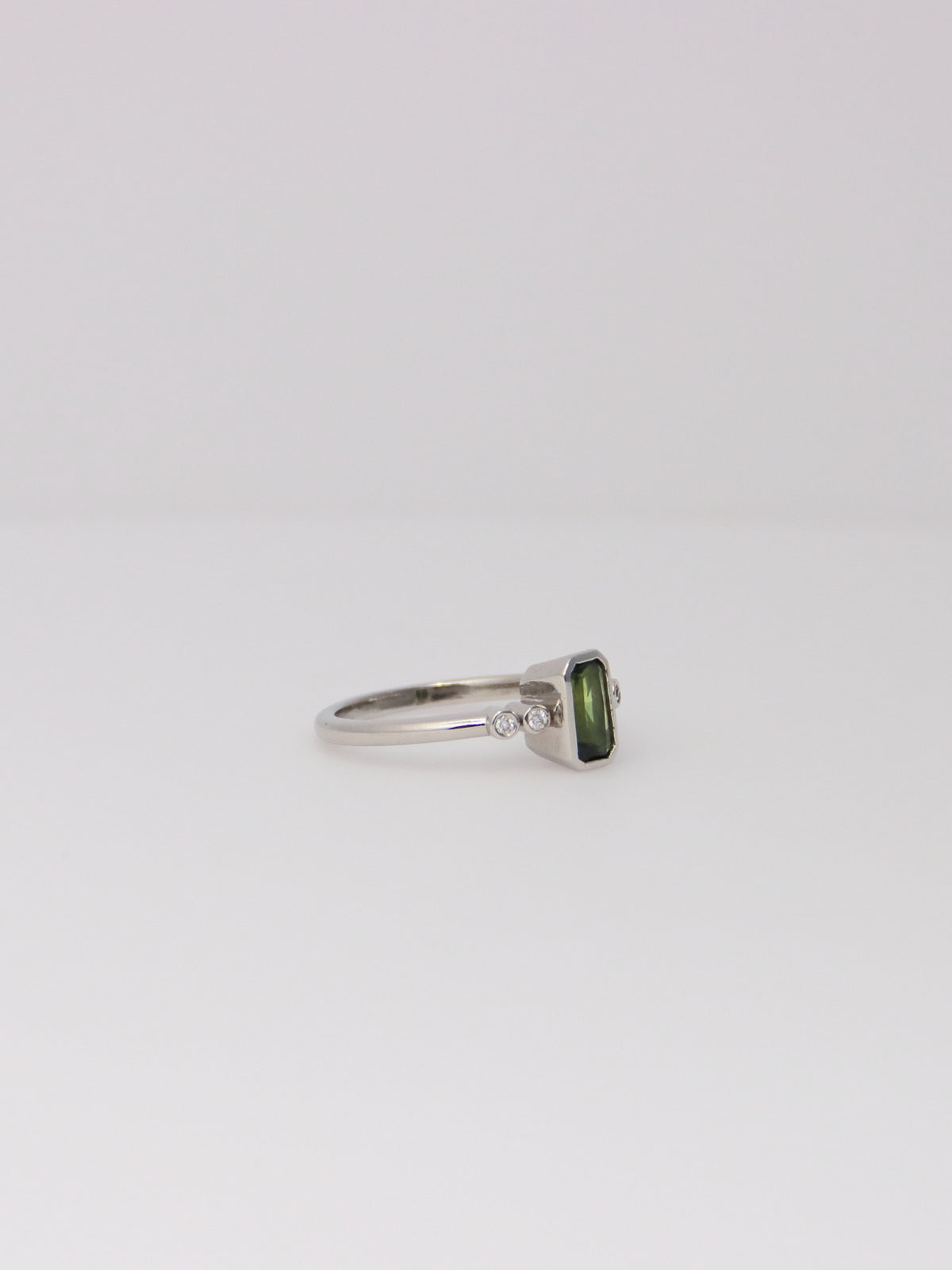 Platinum Australian Green Sapphire and Diamond Ring