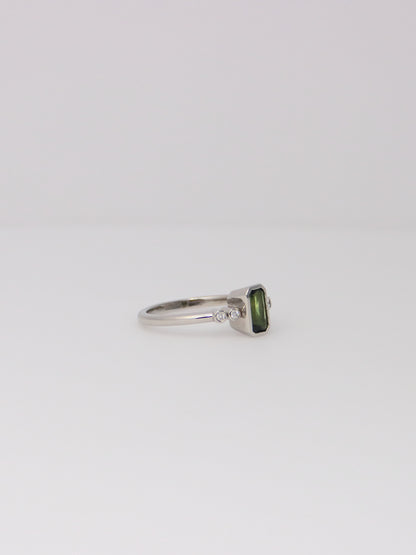 Platinum Australian Green Sapphire and Diamond Ring
