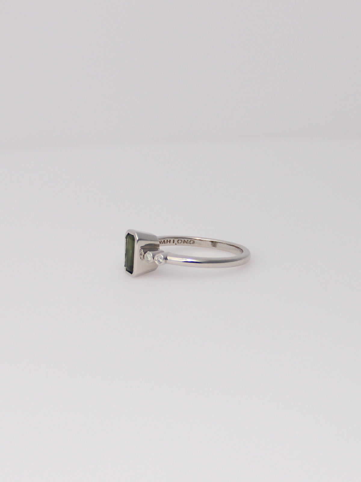 Platinum Australian Green Sapphire and Diamond Ring