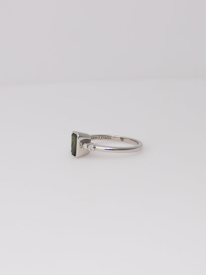 Platinum Australian Green Sapphire and Diamond Ring