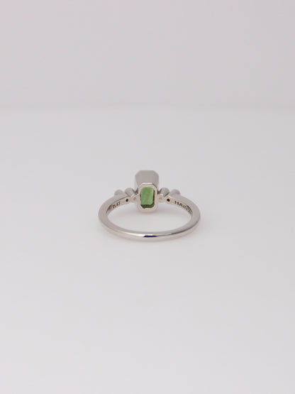 Platinum Australian Green Sapphire and Diamond Ring