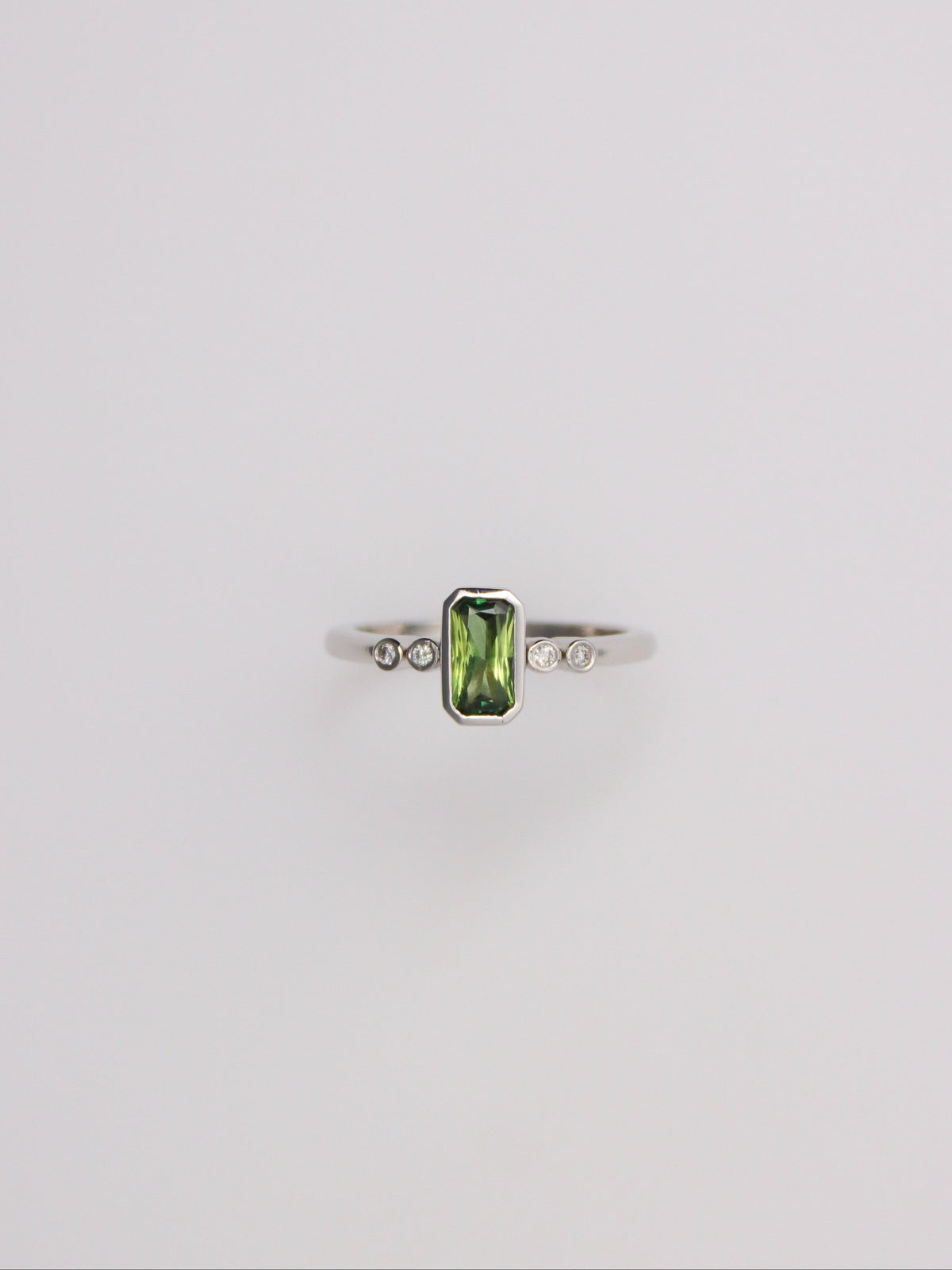 Platinum Australian Green Sapphire and Diamond Ring